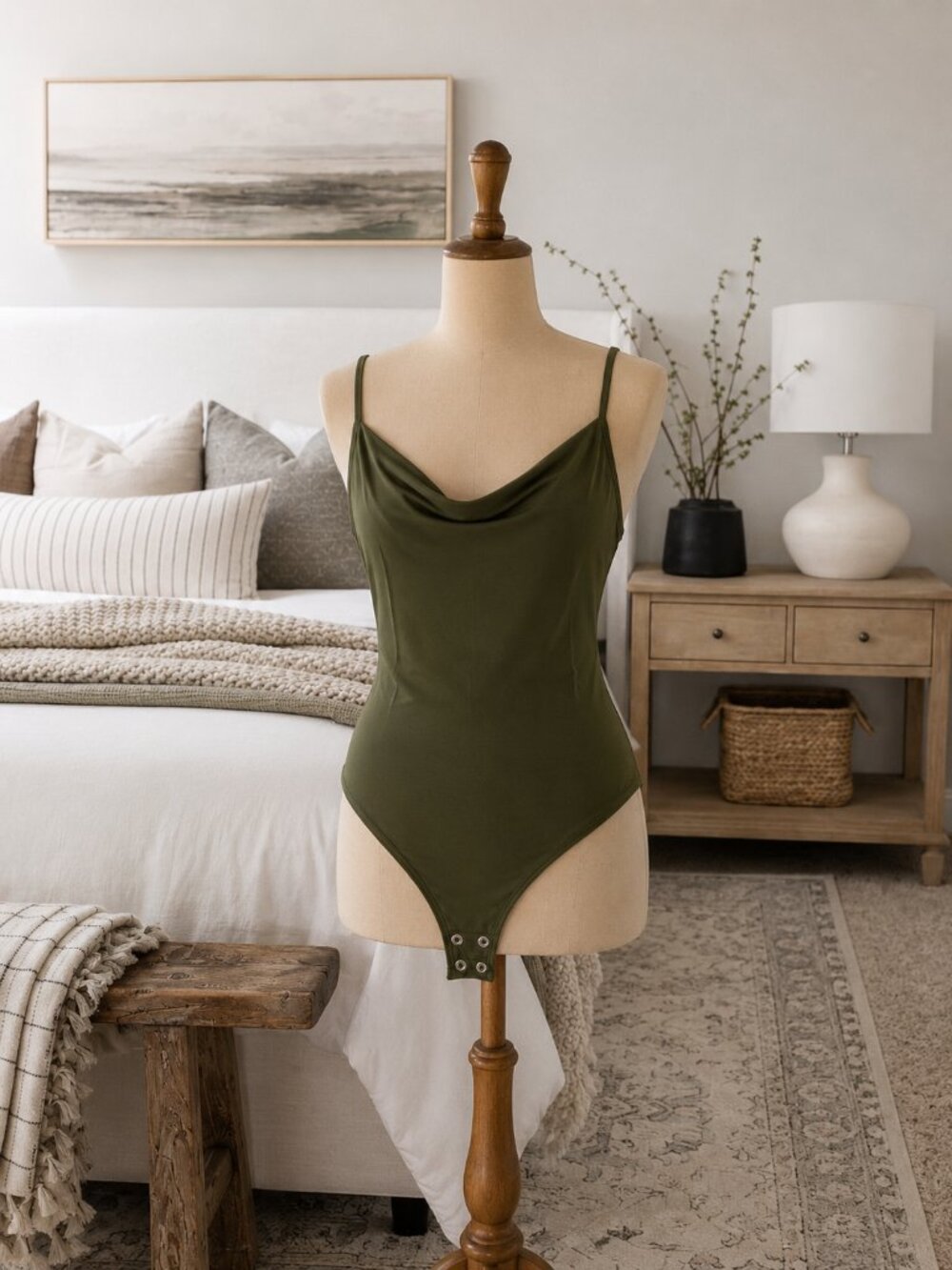 Dynamite Olive Green Bodysuit Open Back Ladies Medium Sculpt Collection